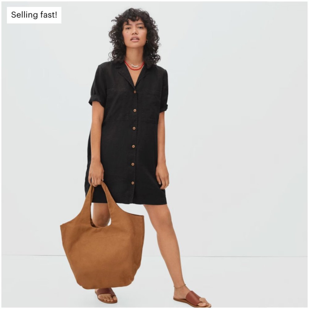 Everlane black linen shirtdress
